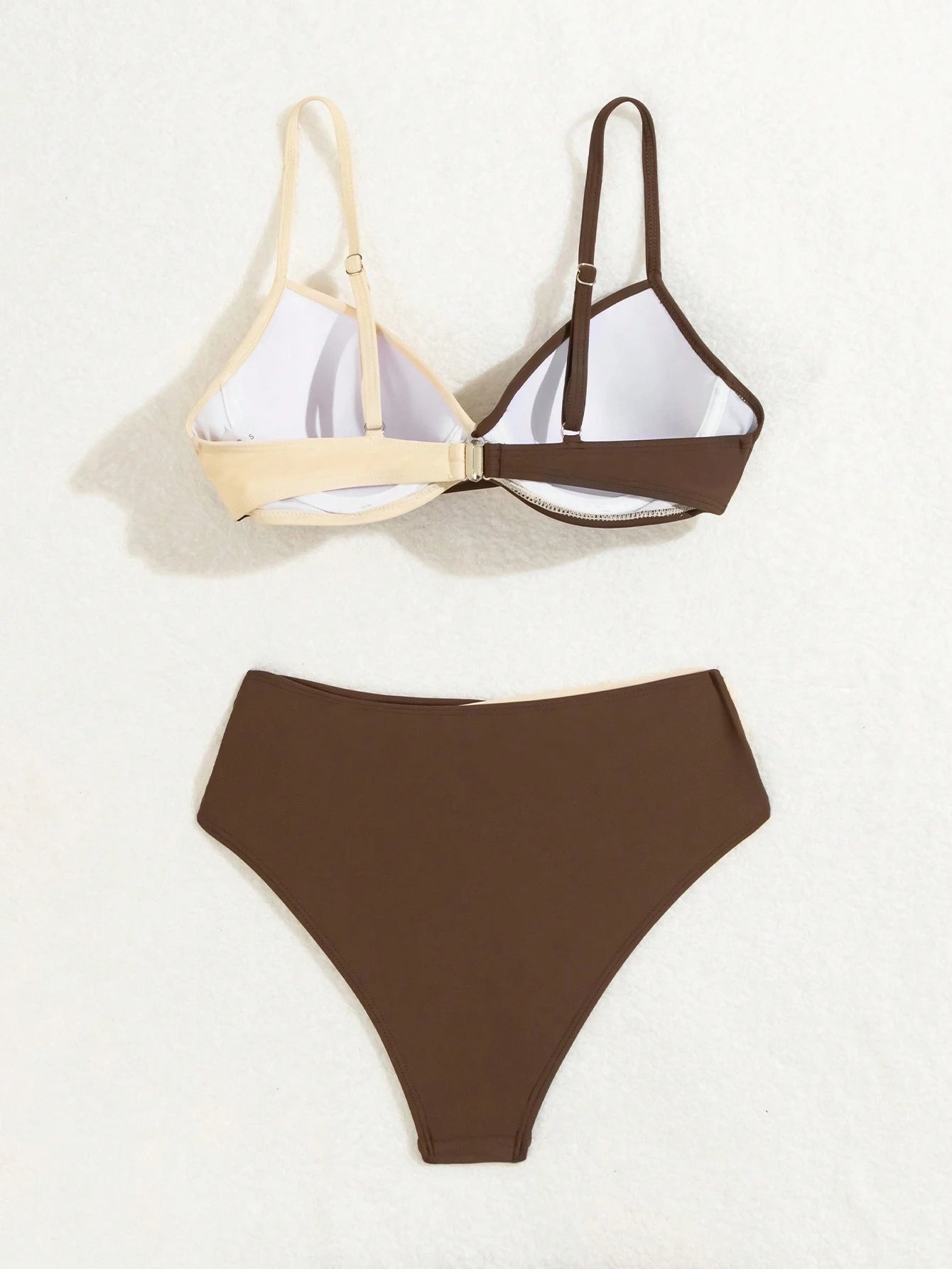 SHEIN Swim Conjunto de Bikini feminino com detalhe transversal em blocos de cores para o verão na praia