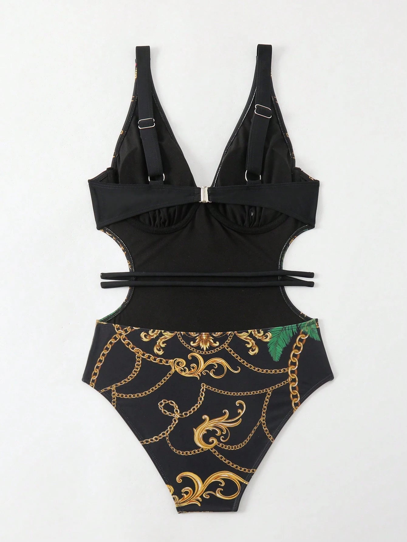 SHEIN Swim Maiô de uma peça com armação para senhoras, de praia de verão, com posicionamento de estampa e direitos autorais adquiridos