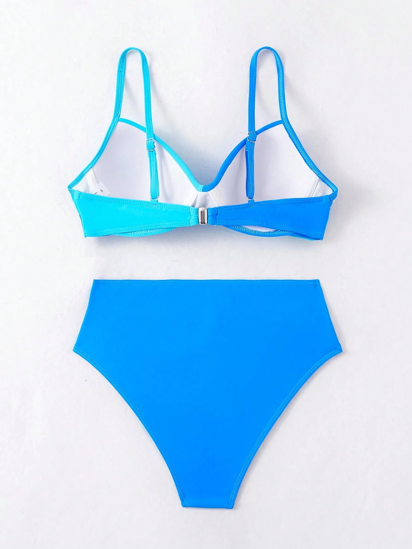 SHEIN Swim Conjunto de Bikini feminino com detalhe transversal em blocos de cores para o verão na praia