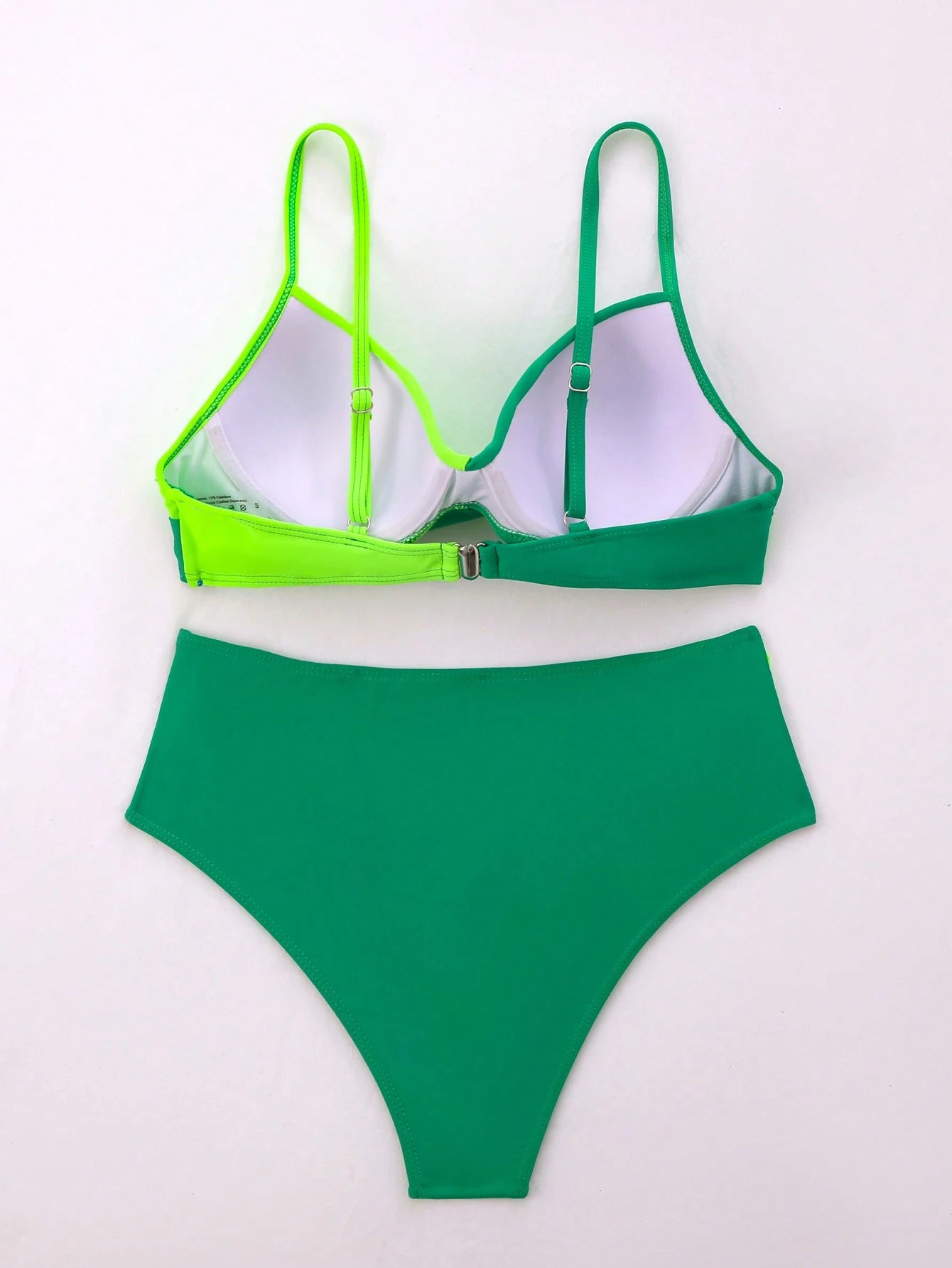 SHEIN Swim Conjunto de Bikini feminino com detalhe transversal em blocos de cores para o verão na praia