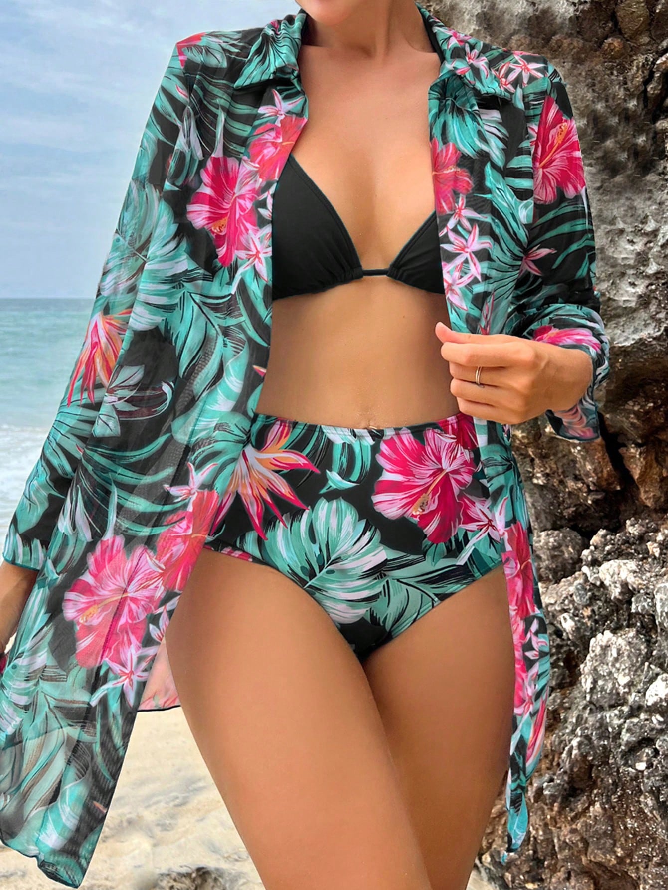 Swim Vcay Maiô Estilo Tankini com Estampa Tropical