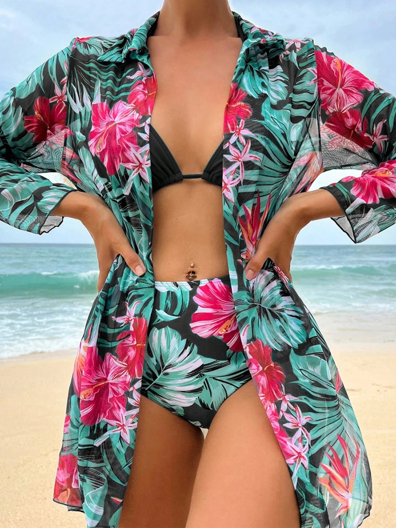 Swim Vcay Maiô Estilo Tankini com Estampa Tropical