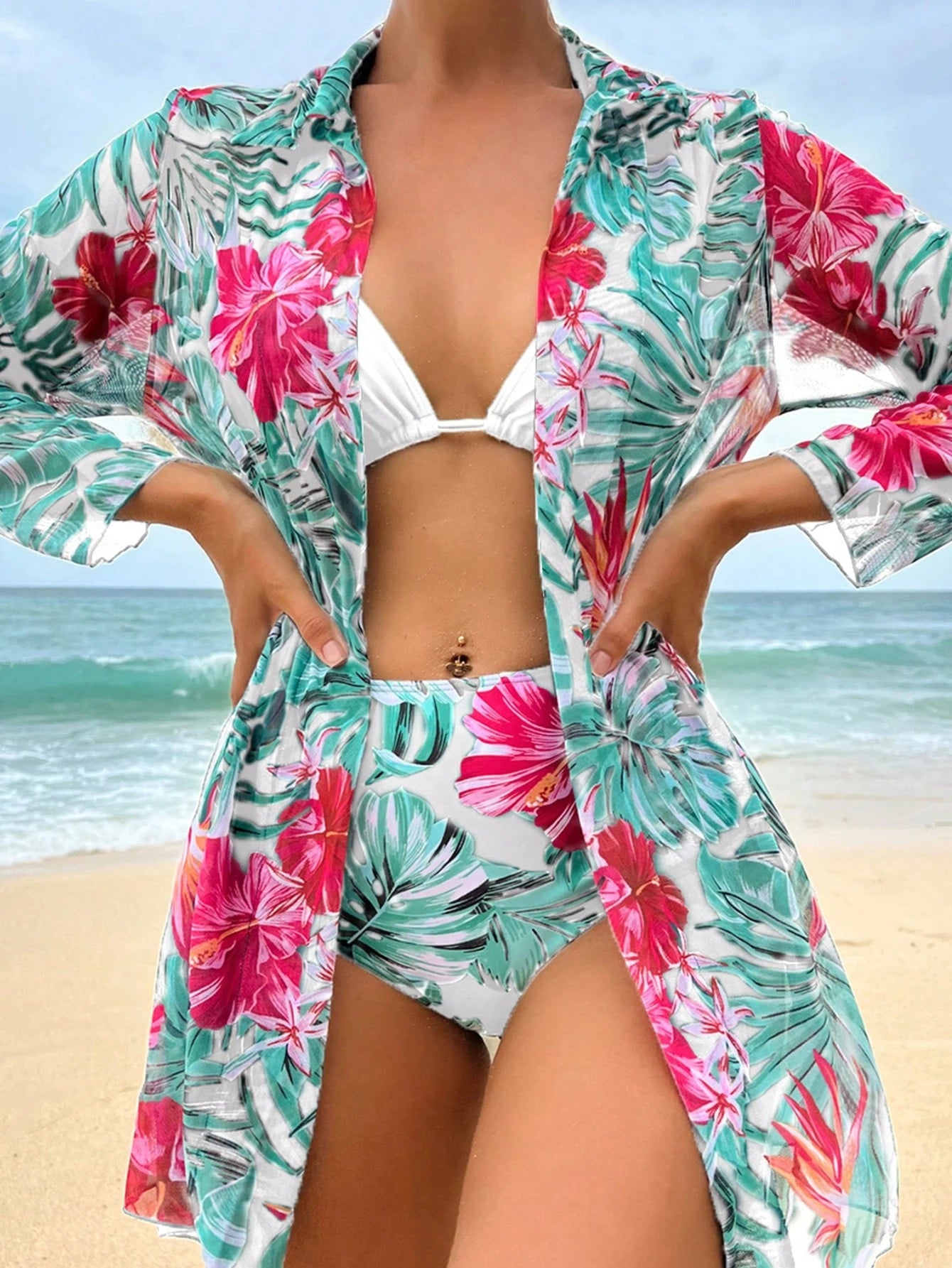 Swim Vcay Maiô Estilo Tankini com Estampa Tropical