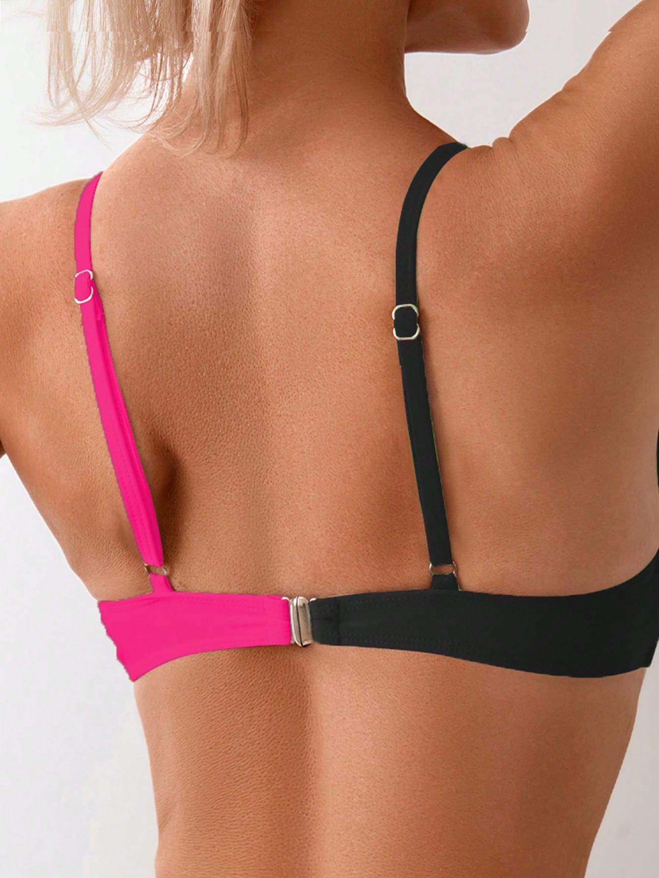 SHEIN Swim Conjunto de Bikini feminino com detalhe transversal em blocos de cores para o verão na praia