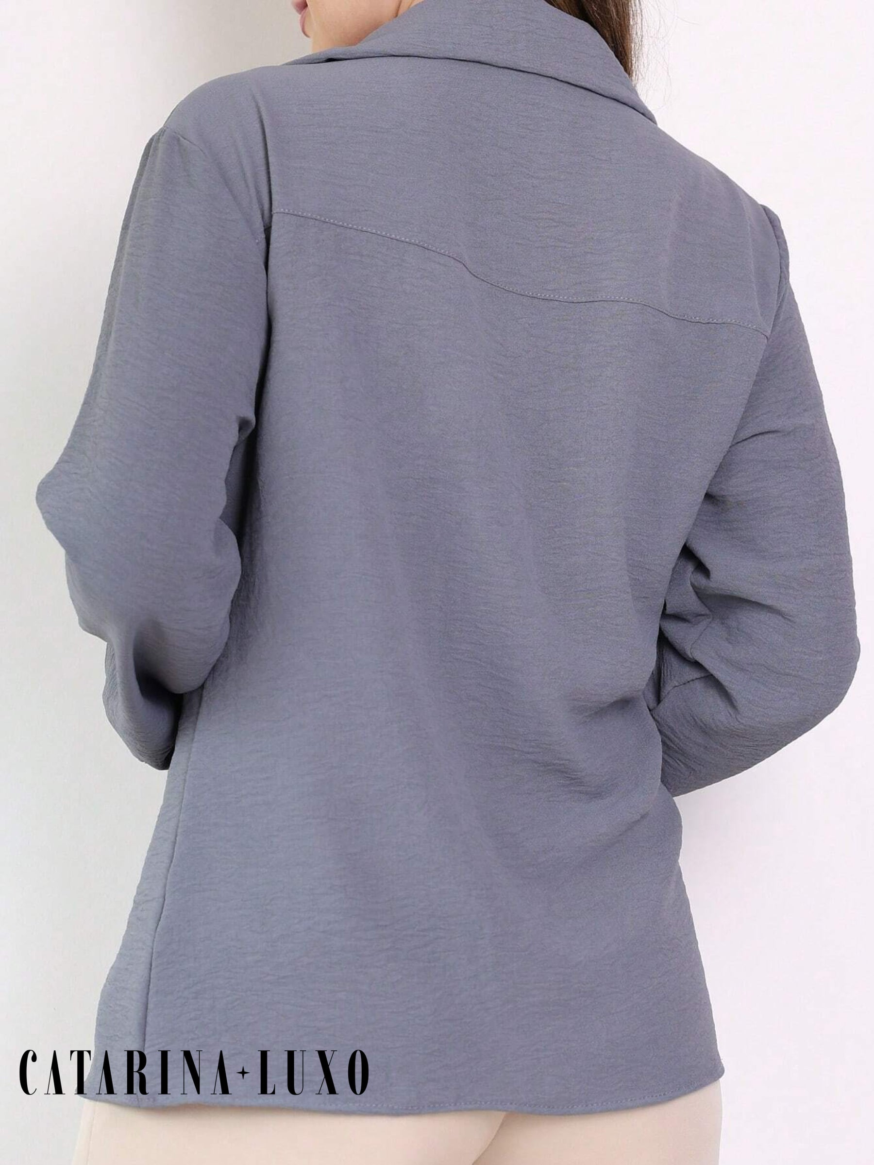 Camisa Estilo Social Com Manga Bufante E Botões Silvana