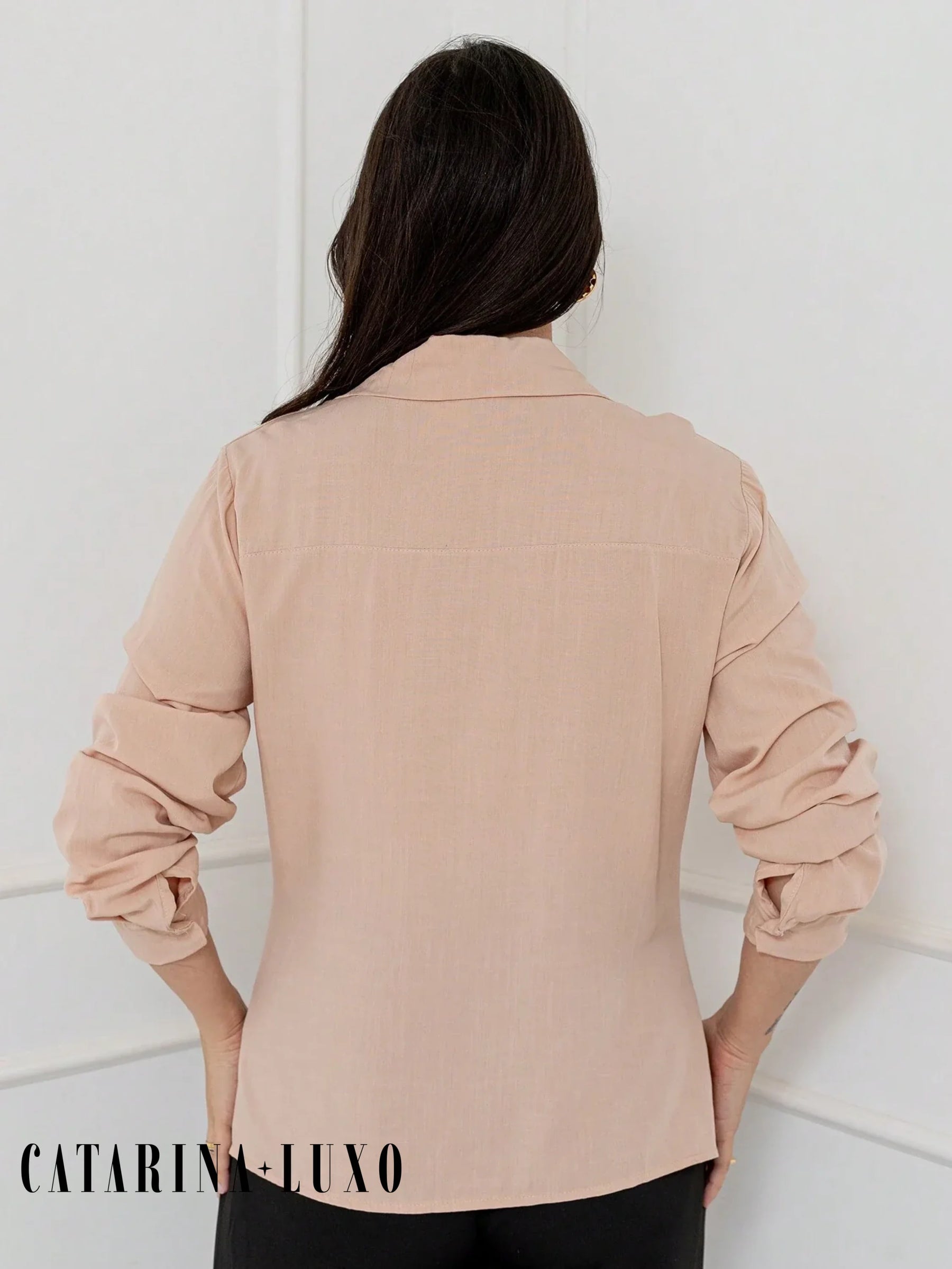 Camisa Estilo Social Com Manga Bufante E Botões Silvana