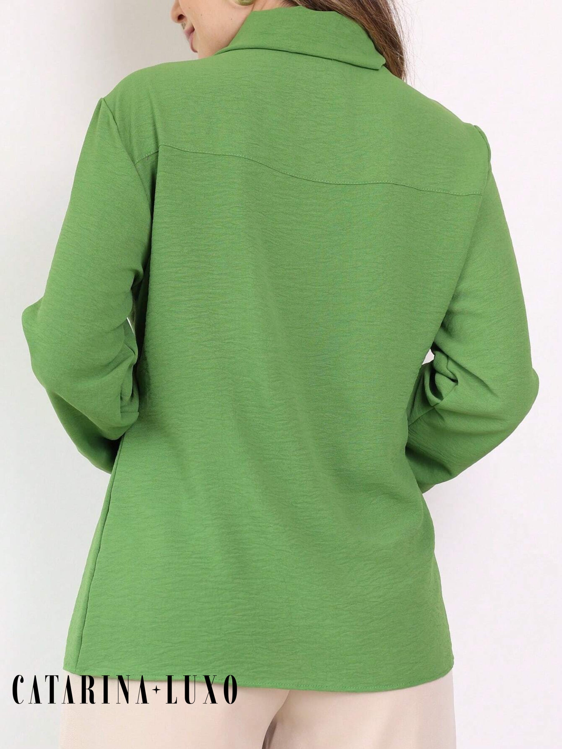Camisa Estilo Social Com Manga Bufante E Botões Silvana
