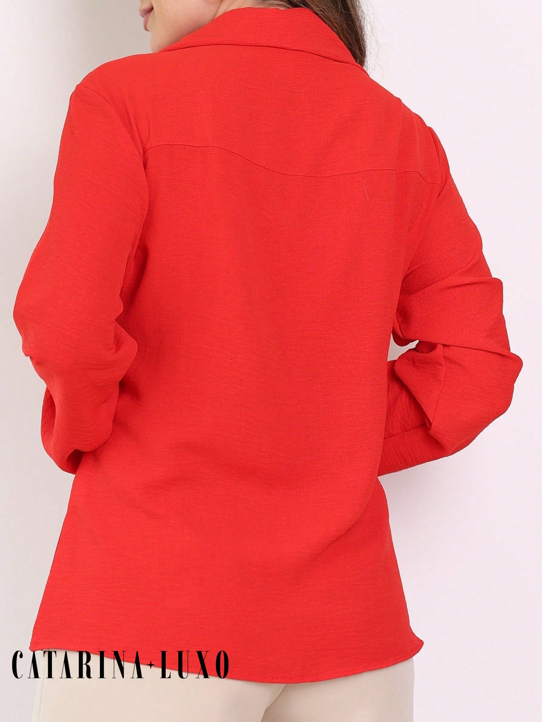 Camisa Estilo Social Com Manga Bufante E Botões Silvana