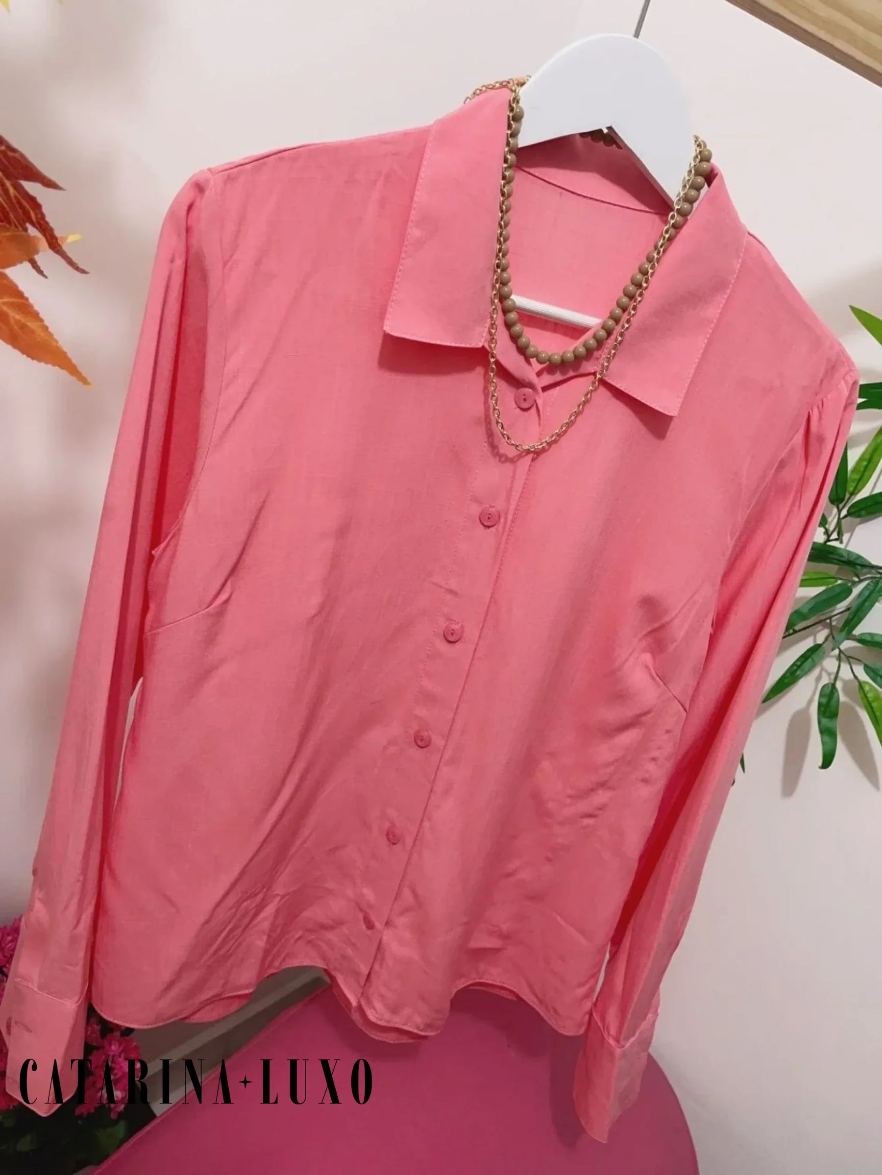 Camisa Social Manga Longa Com Botões Tatiane Rosa Empoeirado / P