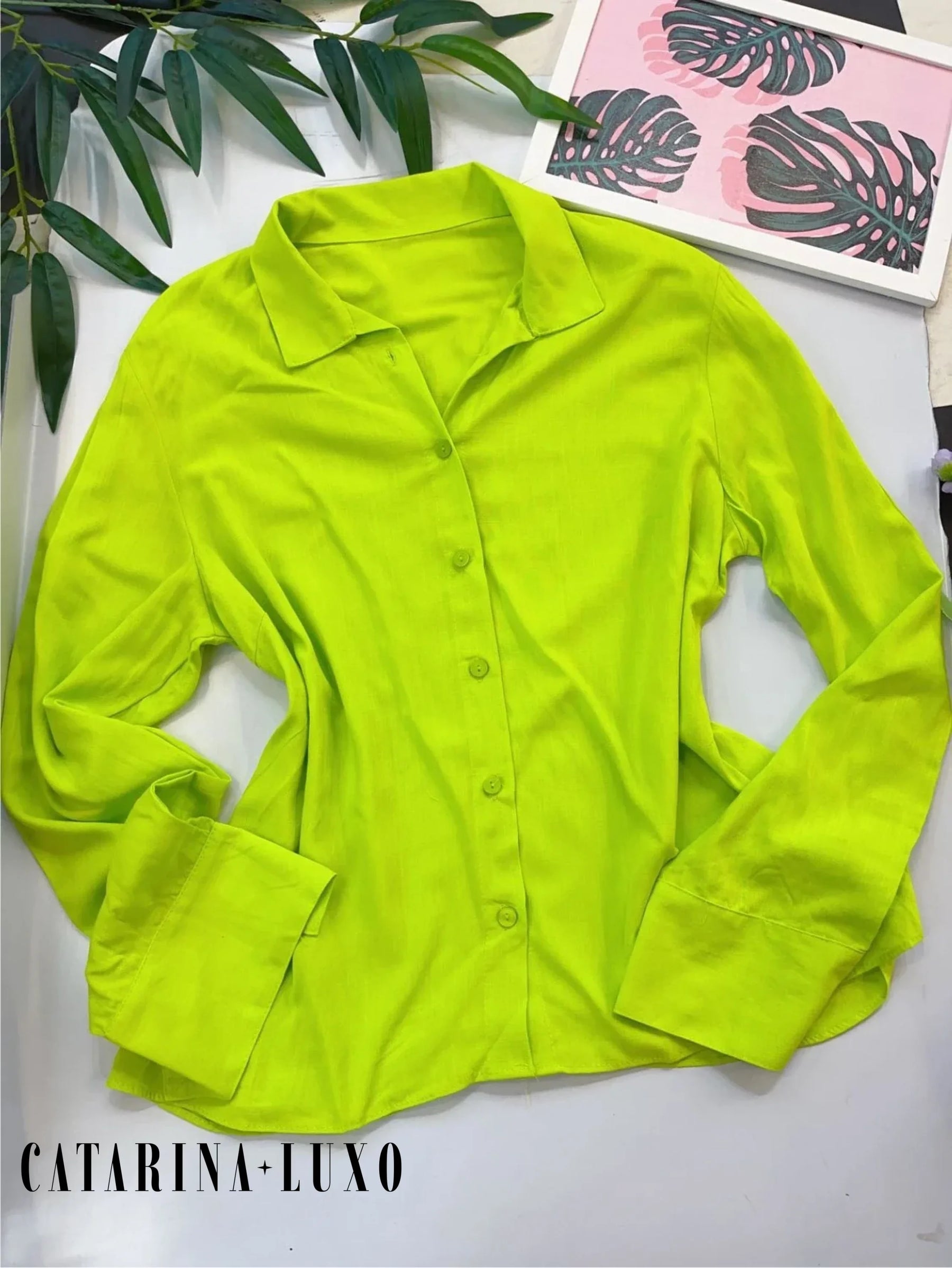 Camisa Social Manga Longa Com Botões Tatiane Verde Limão / P