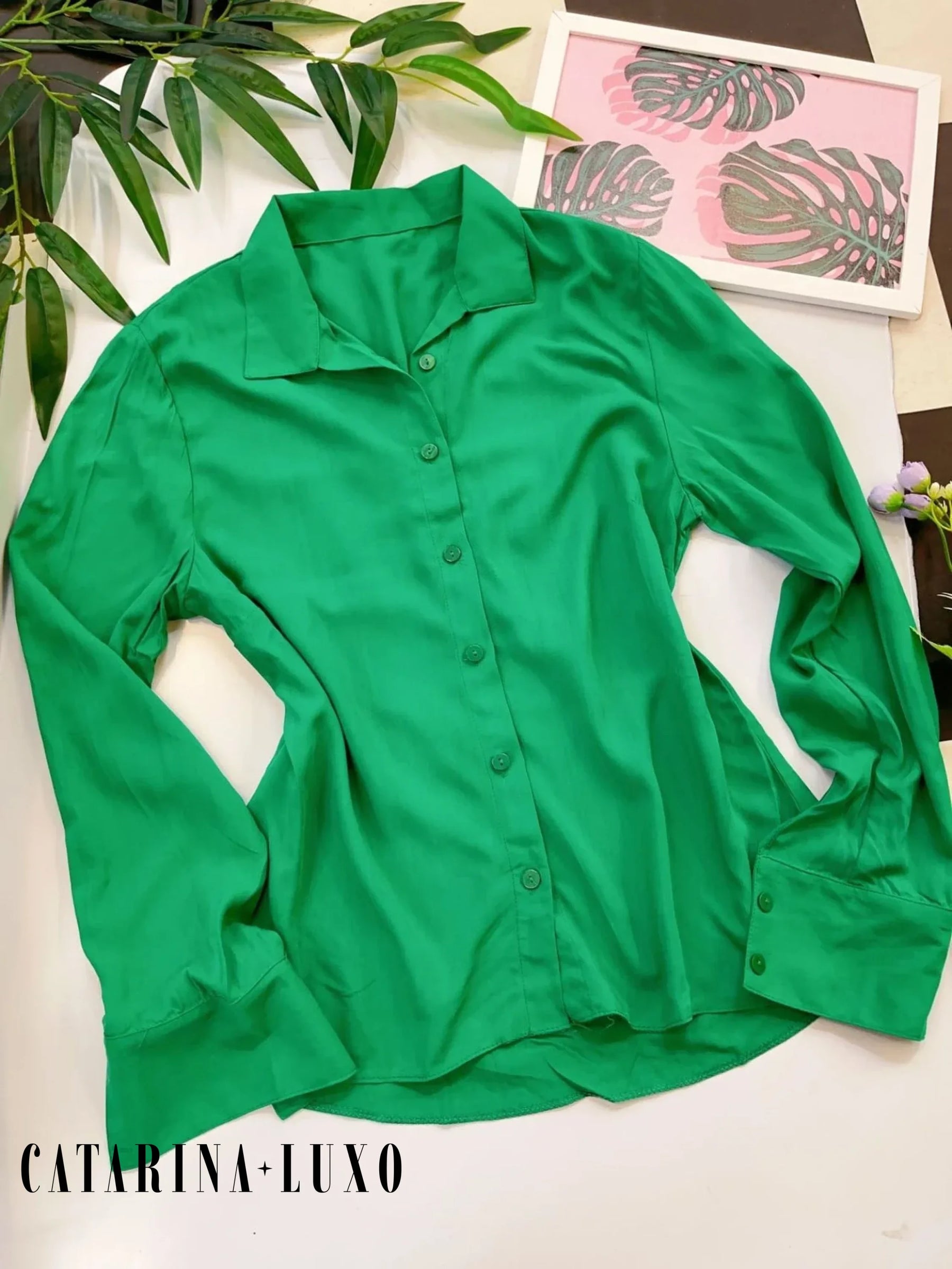 Camisa Social Manga Longa Com Botões Tatiane Verde Menta / P