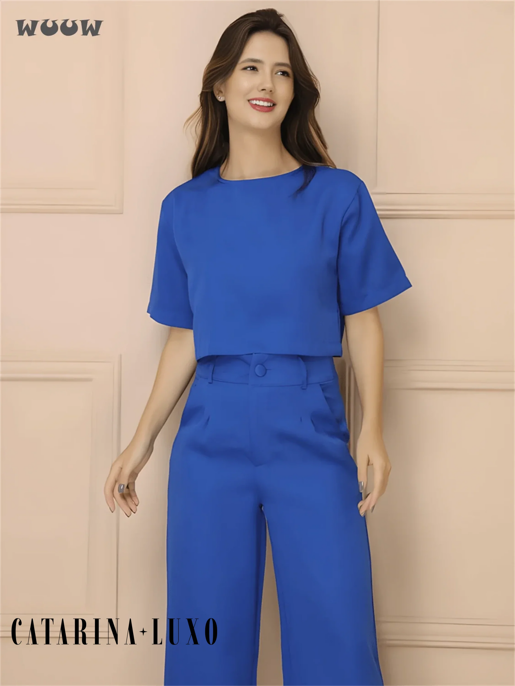 Conjunto Alfaiataria T-Shirt E Calça Pantalona Betina