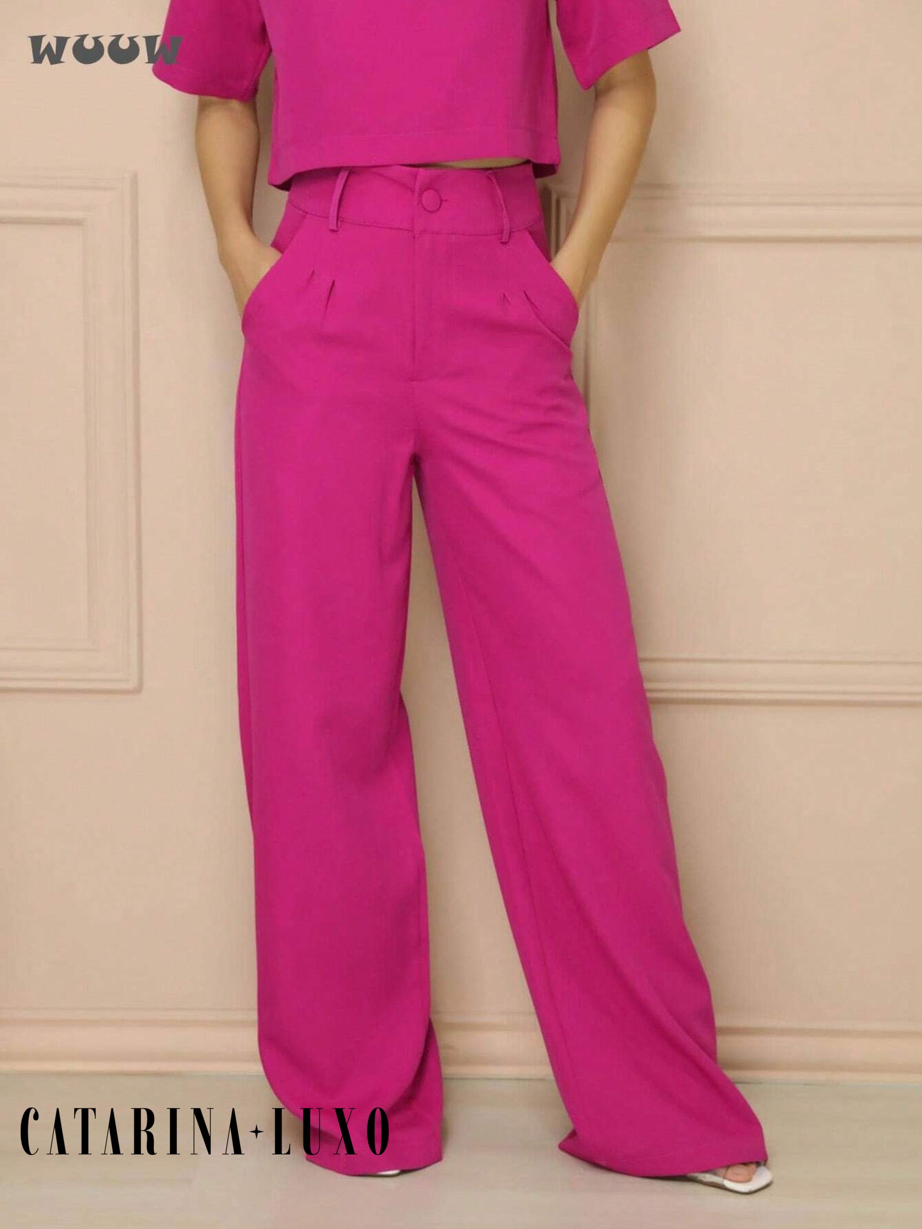Conjunto Alfaiataria T-Shirt E Calça Pantalona Betina