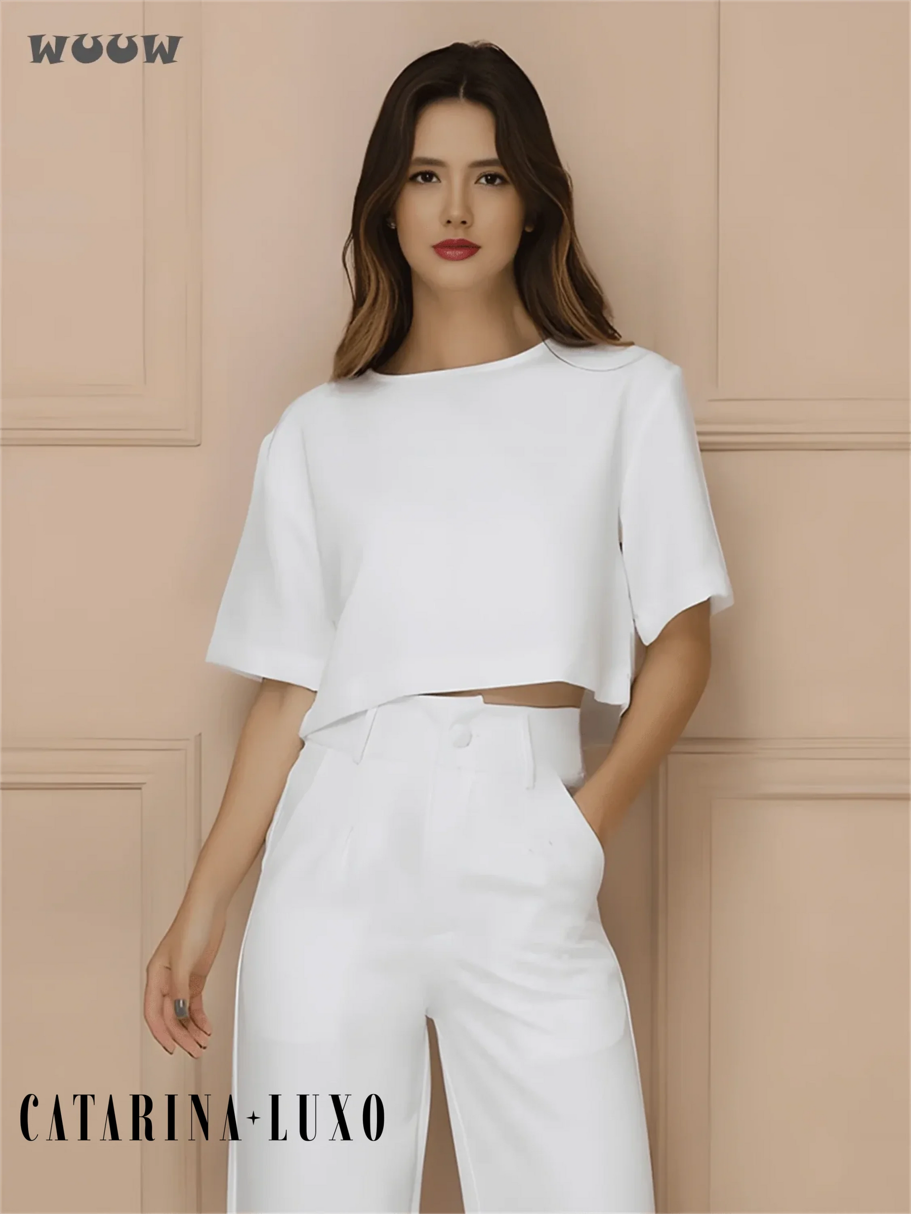 Conjunto Alfaiataria T-Shirt E Calça Pantalona Betina