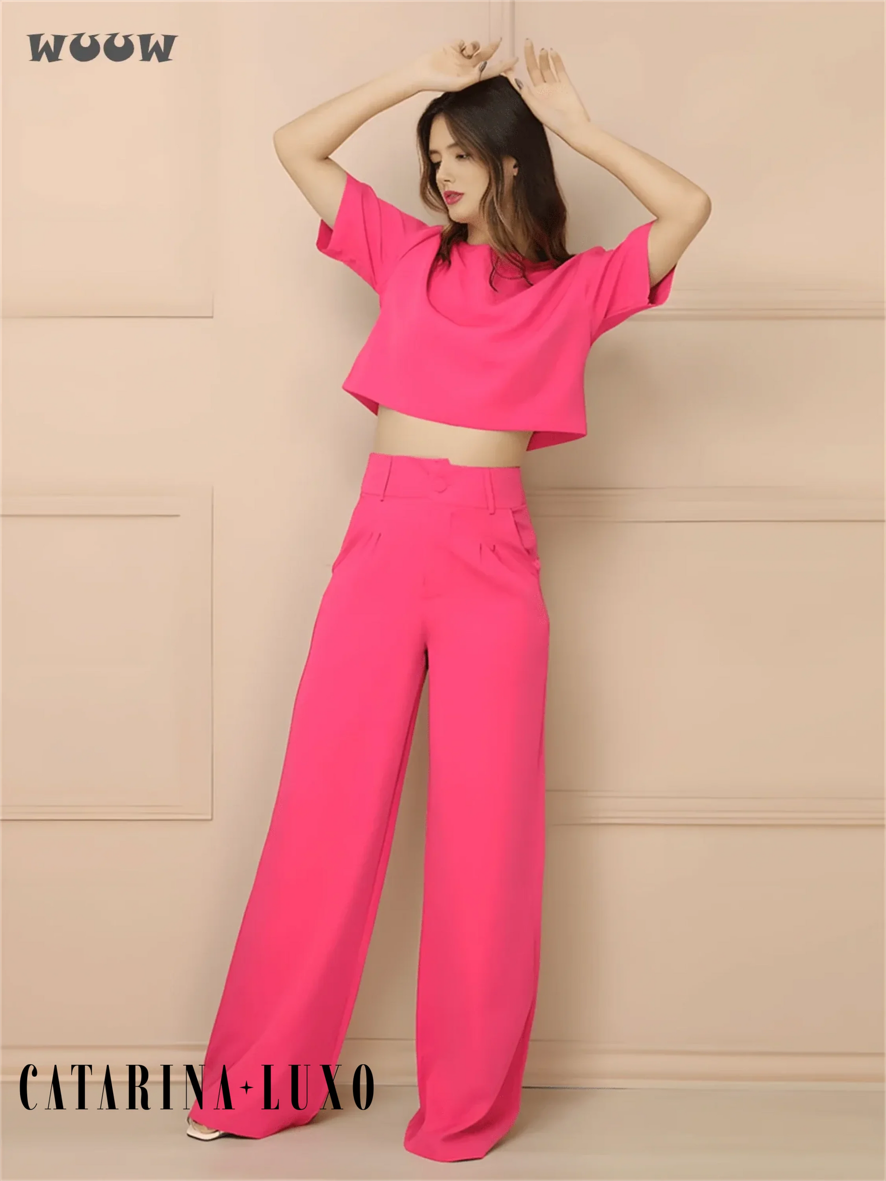 Conjunto Alfaiataria T-Shirt E Calça Pantalona Betina