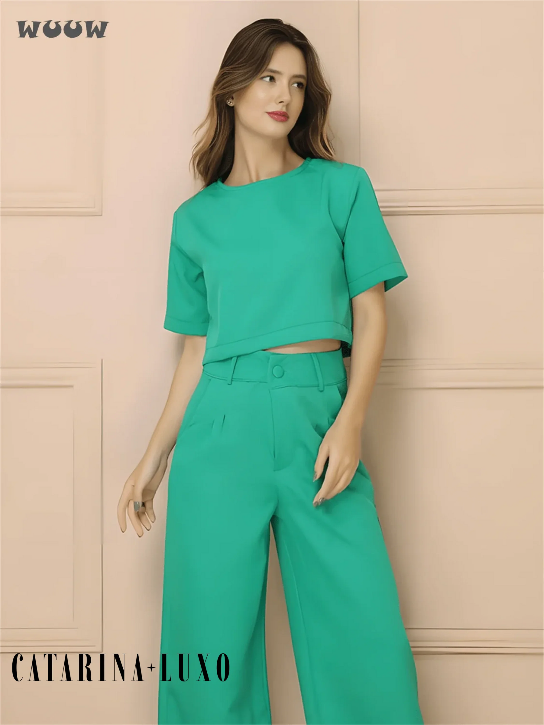 Conjunto Alfaiataria T-Shirt E Calça Pantalona Betina