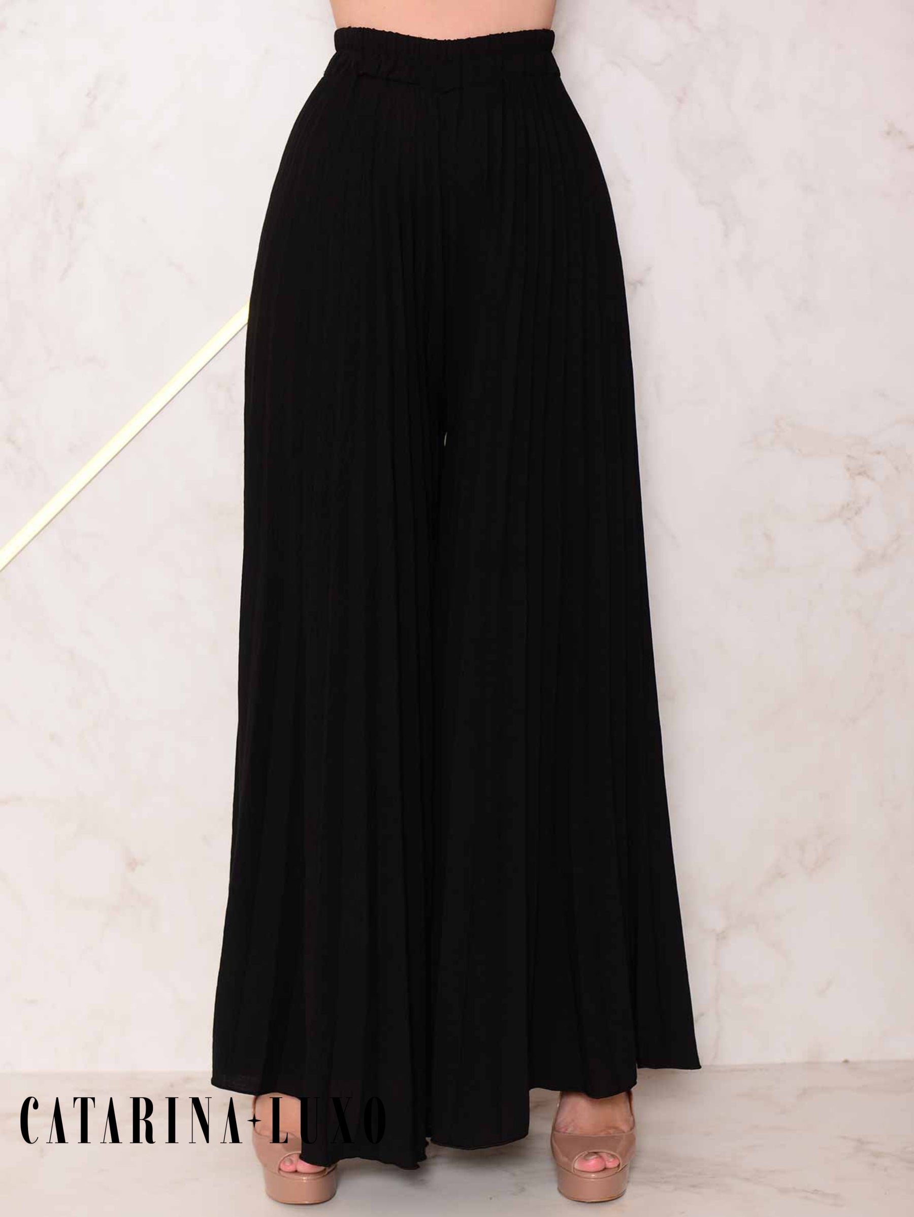 Conjunto Calça Pantalona Plissada E Cropped Top Maitê Conjuntos Femininos