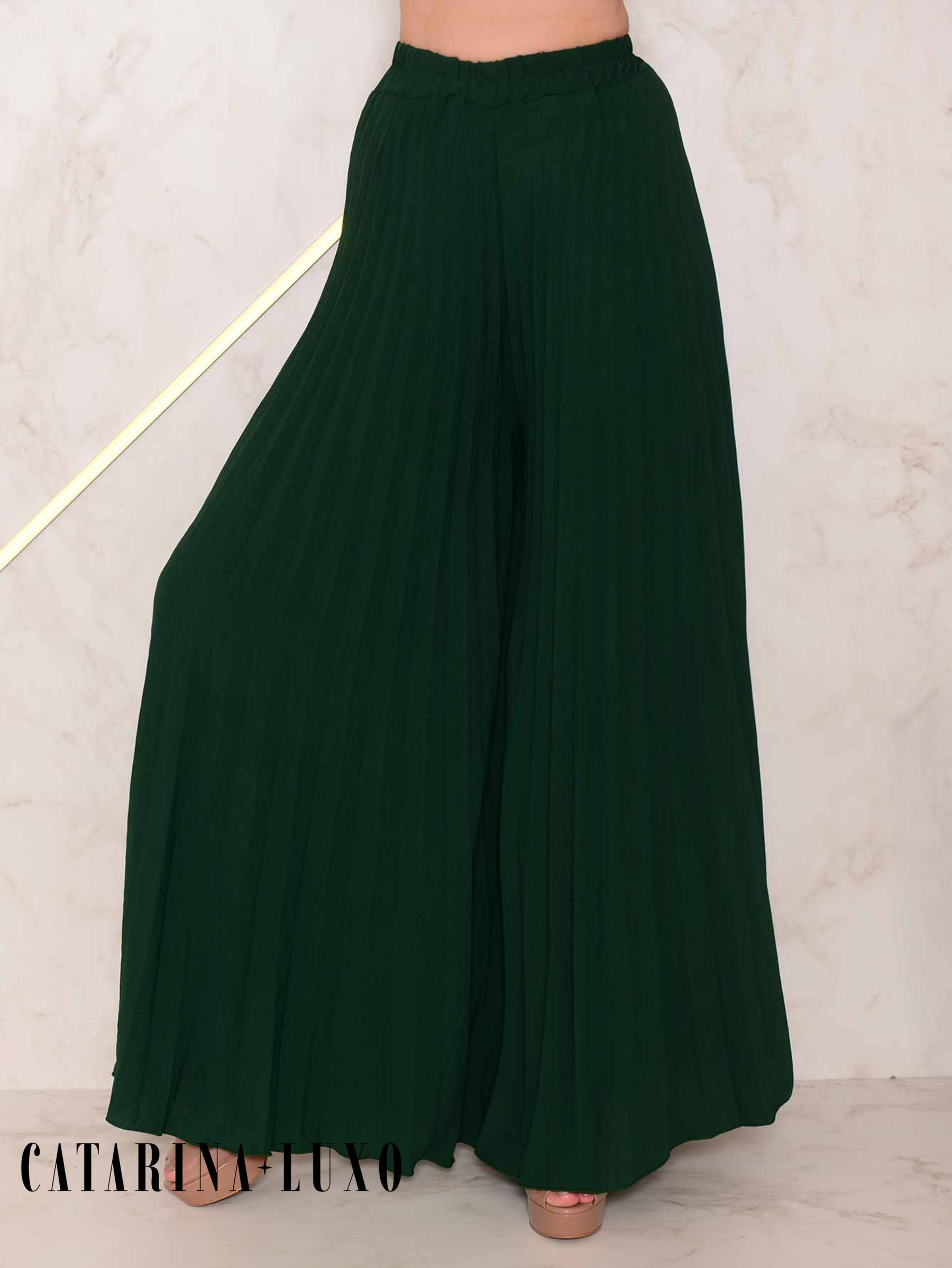 Conjunto Calça Pantalona Plissada E Cropped Top Maitê Conjuntos Femininos