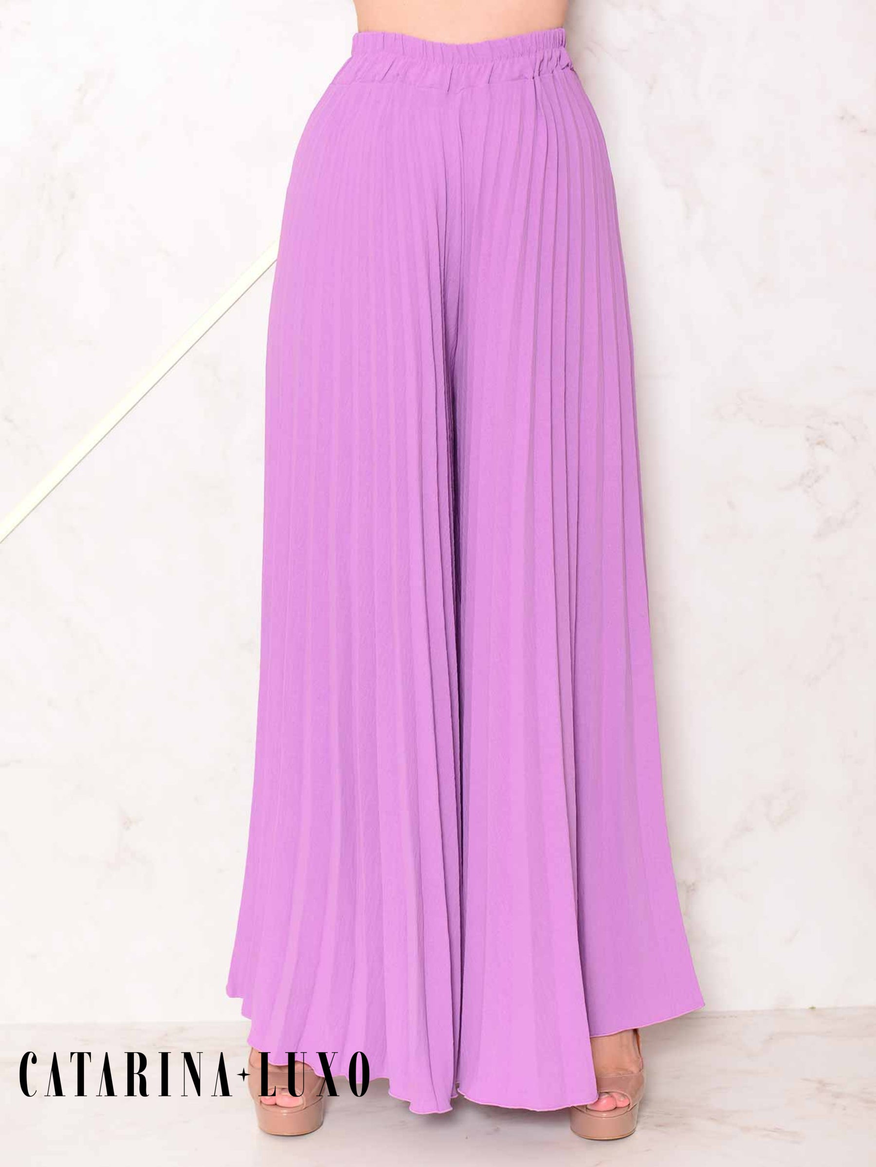 Conjunto Calça Pantalona Plissada E Cropped Top Maitê Conjuntos Femininos