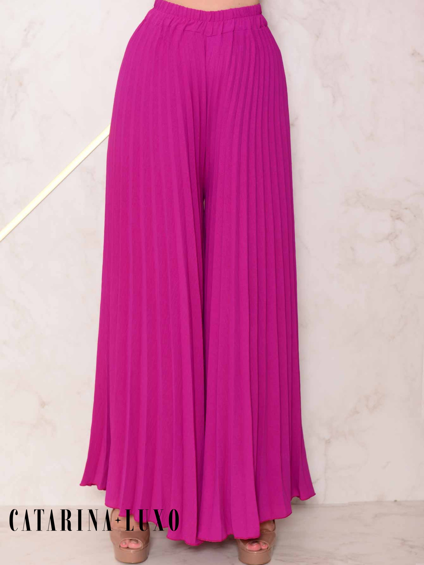 Conjunto Calça Pantalona Plissada E Cropped Top Maitê Conjuntos Femininos