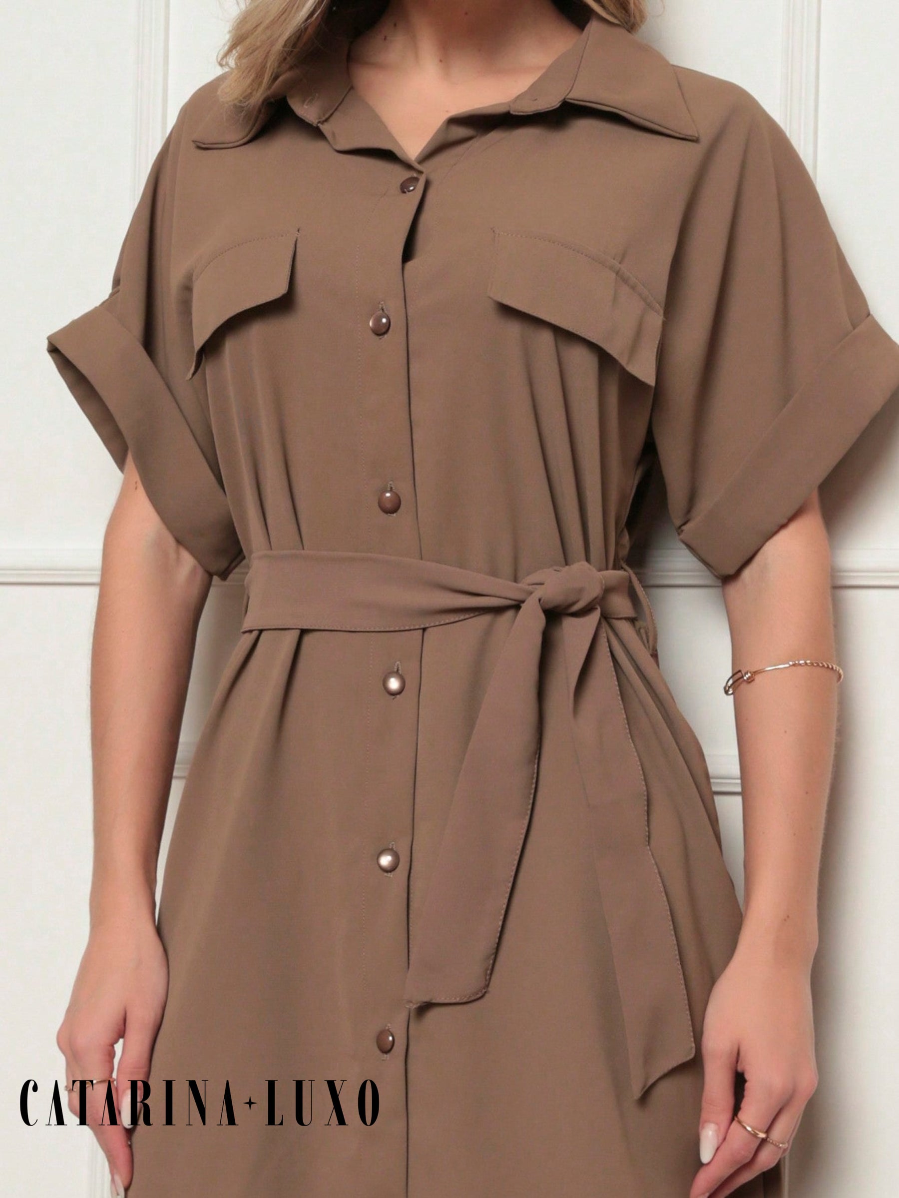 Vestido Chemise Botões E Cinto