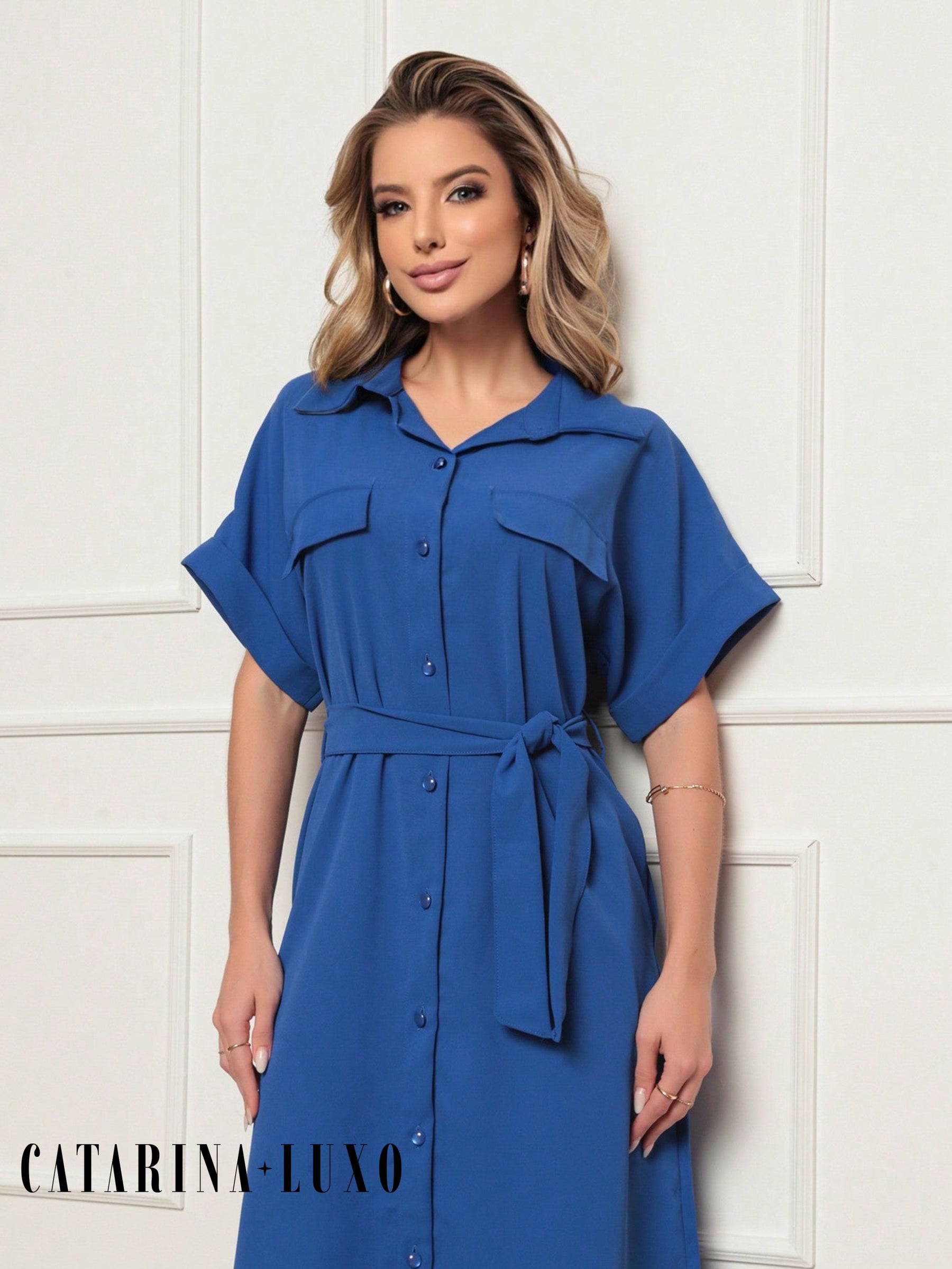 Vestido Chemise Botões E Cinto