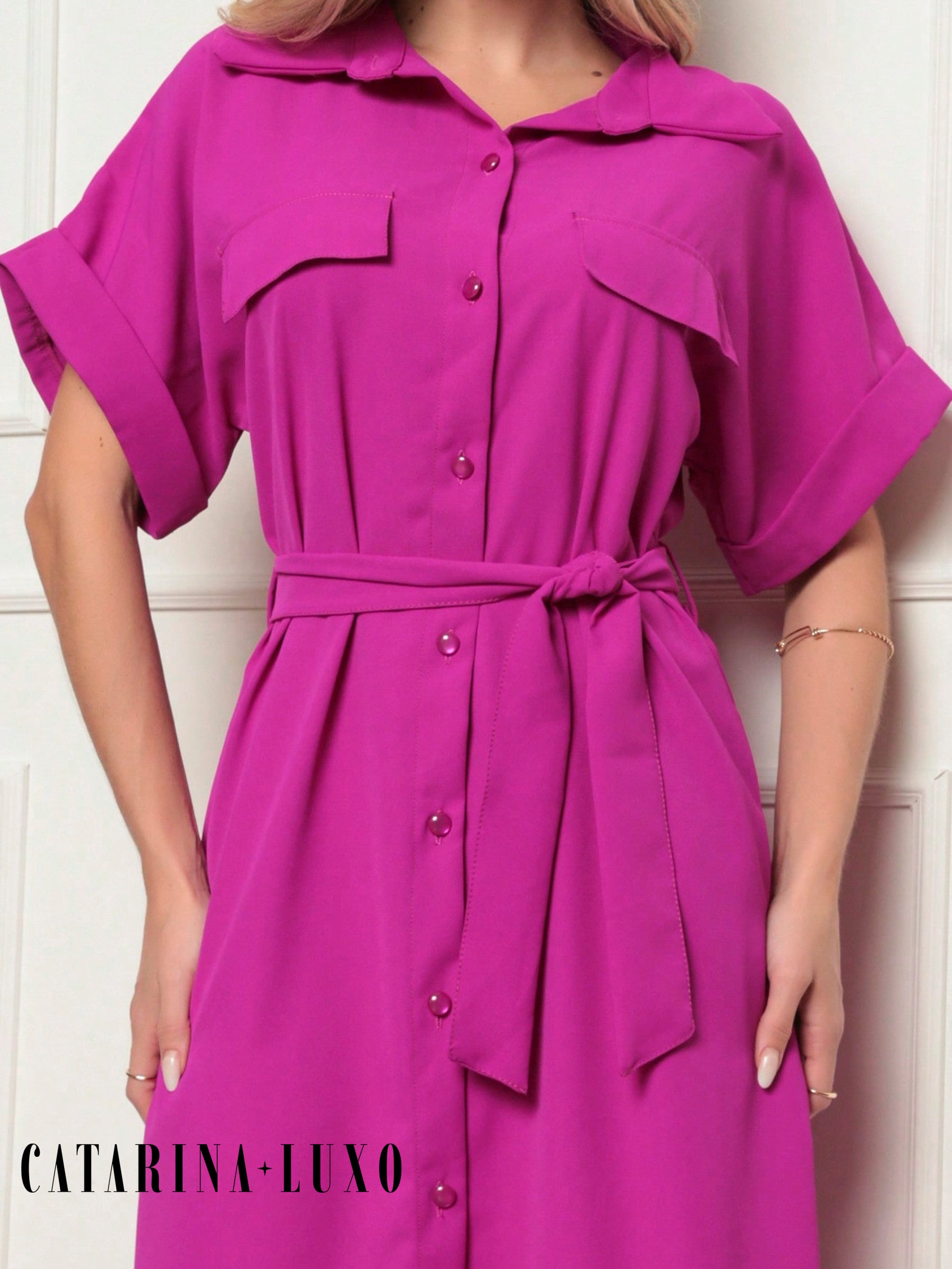 Vestido Chemise Botões E Cinto
