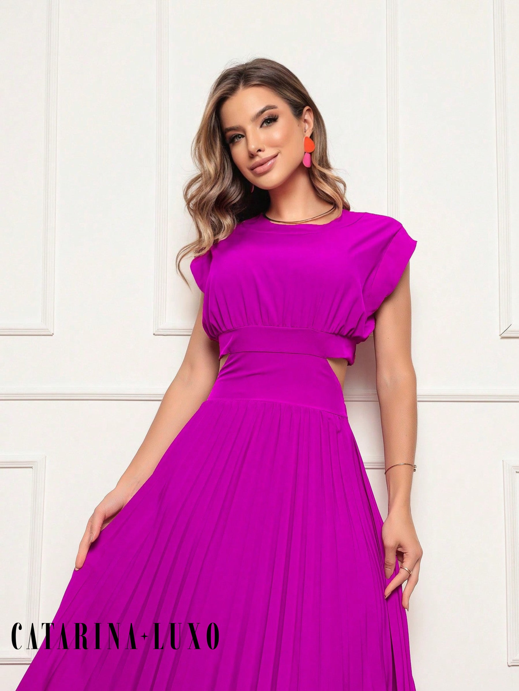Vestido Longo Crepinho Acinturado Poliana Vestidos Longos Femininos