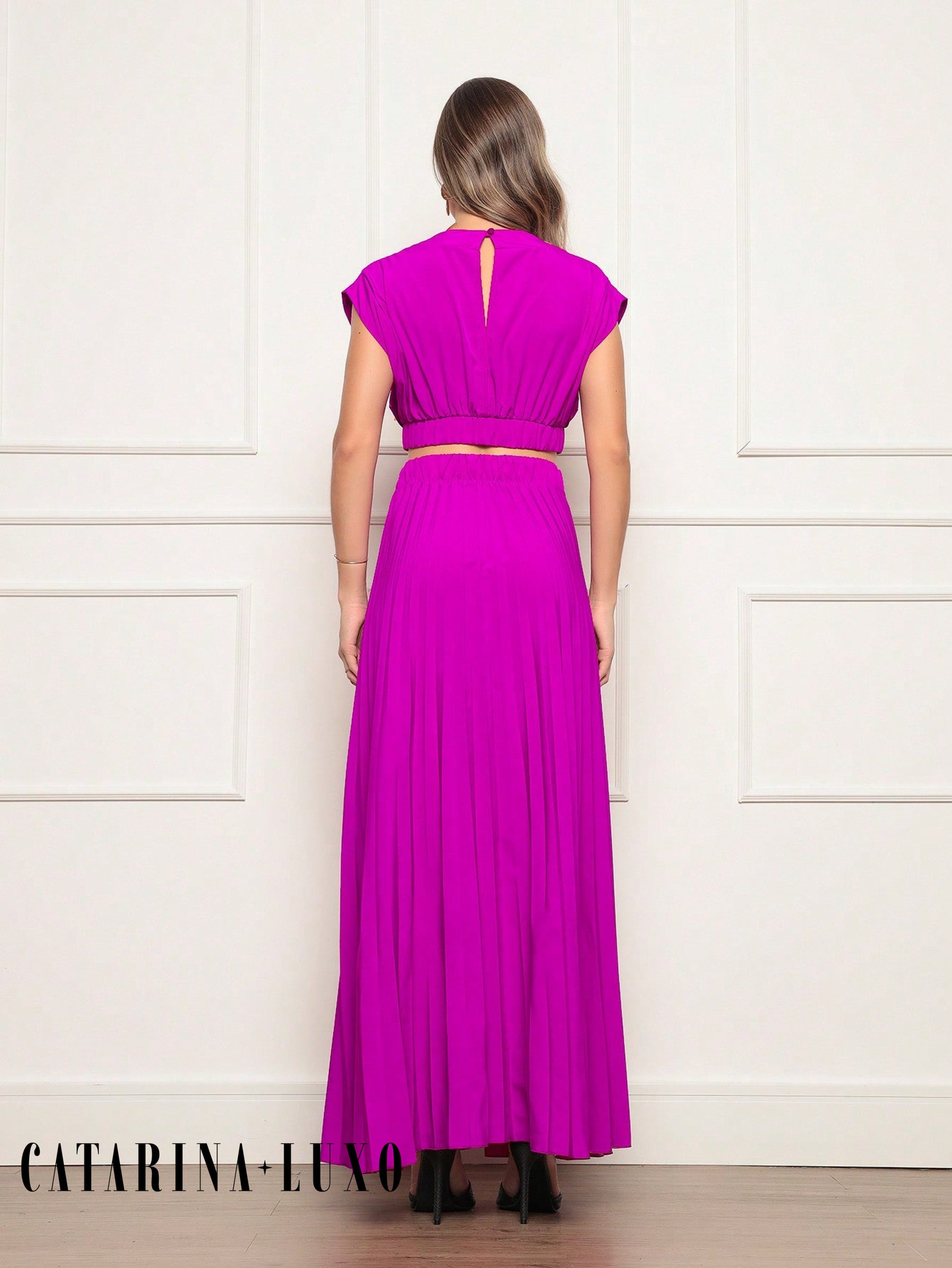 Vestido Longo Crepinho Acinturado Poliana Vestidos Longos Femininos