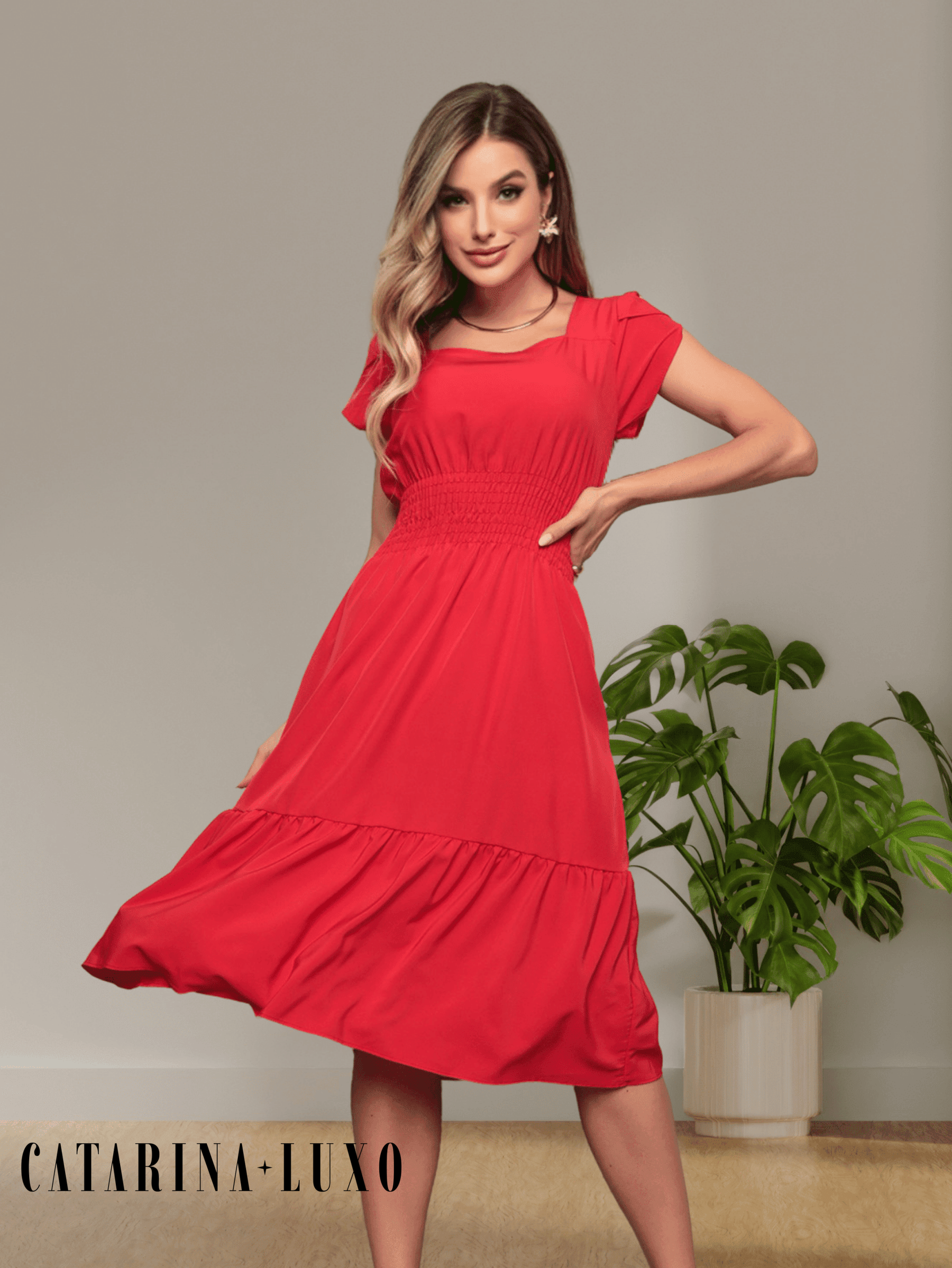 Vestido Midi Luana P / Vermelho