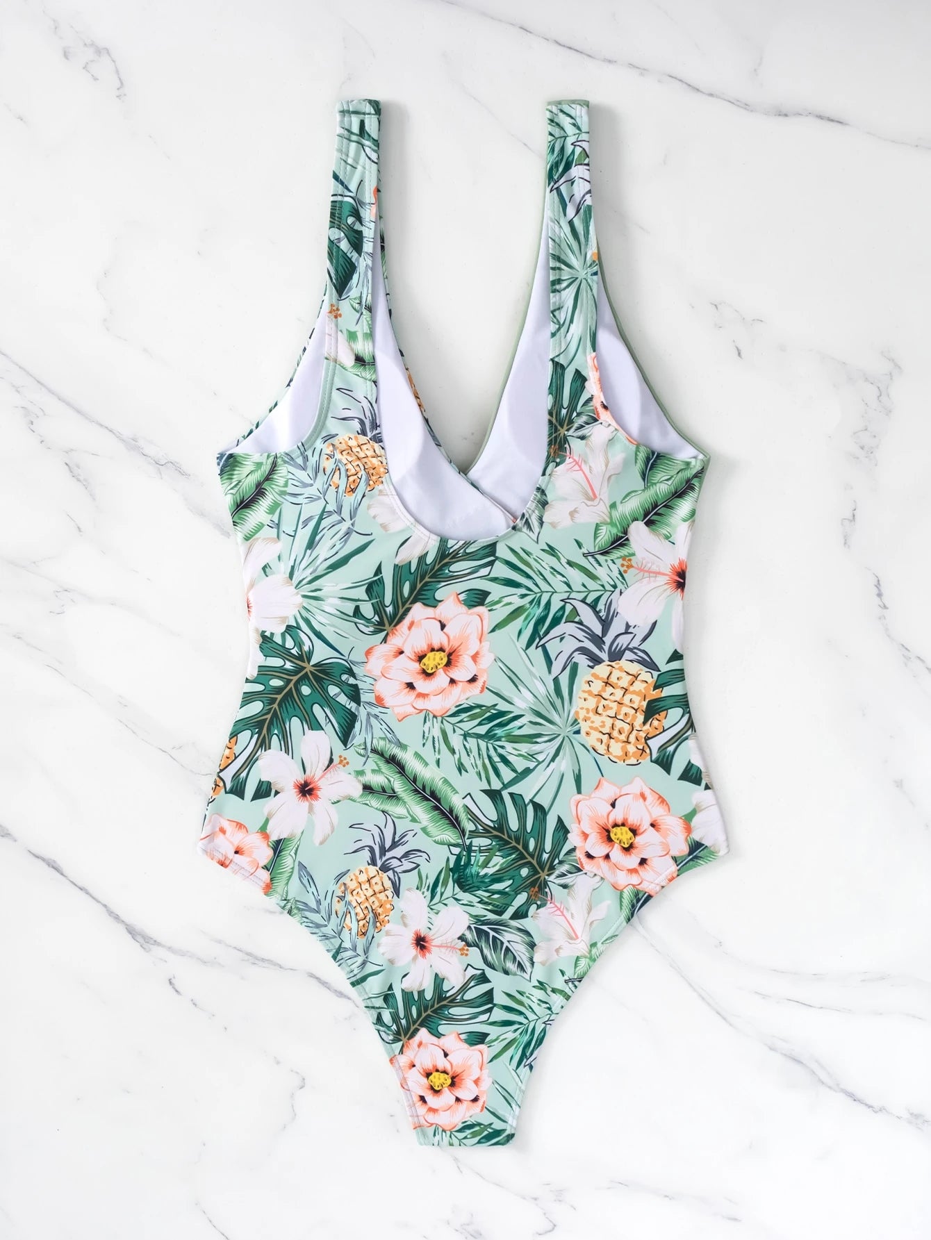 SHEIN Swim Maiô de Peça Única com Alça Destacável, Estampa Aleatória de Verão