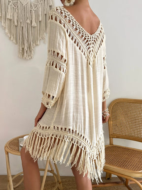 Swim Vcay Capa Tricotada Vazada Feminina, Moda Simples Casual para Férias