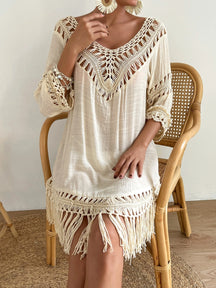 Swim Vcay Capa Tricotada Vazada Feminina, Moda Simples Casual para Férias