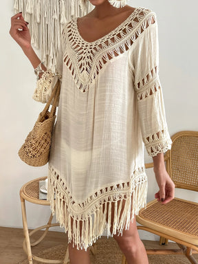 Swim Vcay Capa Tricotada Vazada Feminina, Moda Simples Casual para Férias