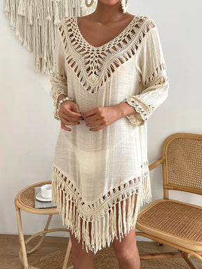 Swim Vcay Capa Tricotada Vazada Feminina, Moda Simples Casual para Férias