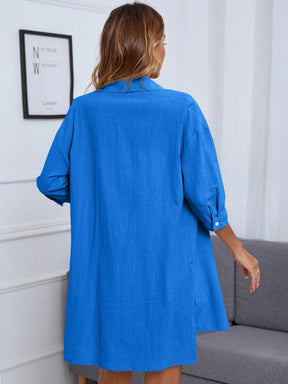 INAWLY Blusa com Bermudas Abotoar Bainha alta baixa