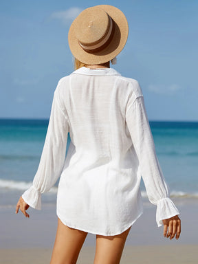 SHEIN Swim Sólido Botão Frontal Conjunto De Cobertura