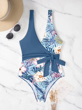 SHEIN Swim Maiô de Peça Única com Alça Destacável, Estampa Aleatória de Verão