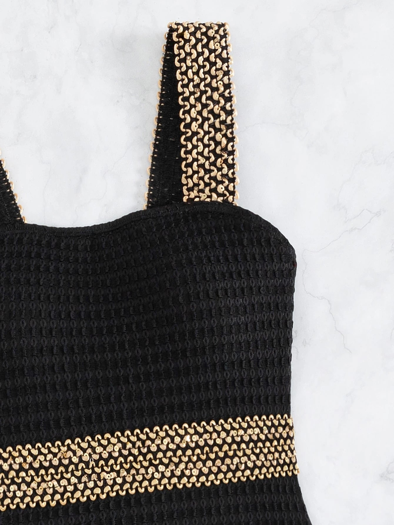 SHEIN Swim Fato de banho de uma peça lantejoula de contraste sem fio