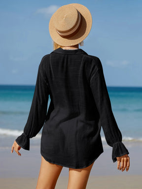 SHEIN Swim Sólido Botão Frontal Conjunto De Cobertura