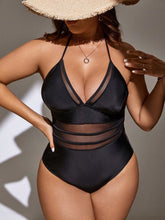 Swim SXY Plus Malha De Contraste Halter Fato De Banho De Uma Peça
