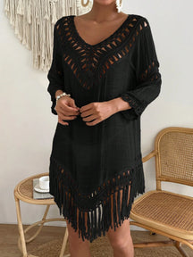 Swim Vcay Capa Tricotada Vazada Feminina, Moda Simples Casual para Férias