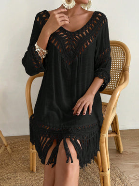 Swim Vcay Capa Tricotada Vazada Feminina, Moda Simples Casual para Férias