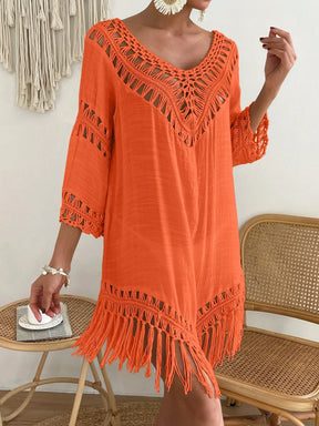 Swim Vcay Capa Tricotada Vazada Feminina, Moda Simples Casual para Férias