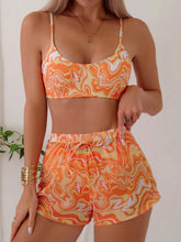 SHEIN Swim Conjunto de Maiô Bikini feminino com alças finas para o verão na Praia com Estampa de Redemoinho, impressionados aleatoriamente.