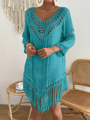 Swim Vcay Capa Tricotada Vazada Feminina, Moda Simples Casual para Férias