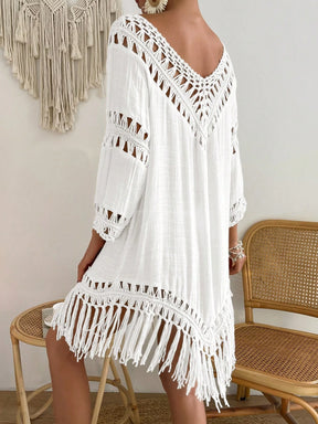 Swim Vcay Capa Tricotada Vazada Feminina, Moda Simples Casual para Férias