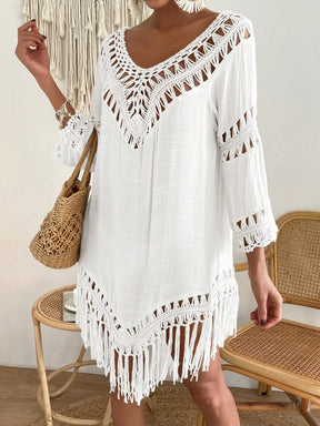 Swim Vcay Capa Tricotada Vazada Feminina, Moda Simples Casual para Férias