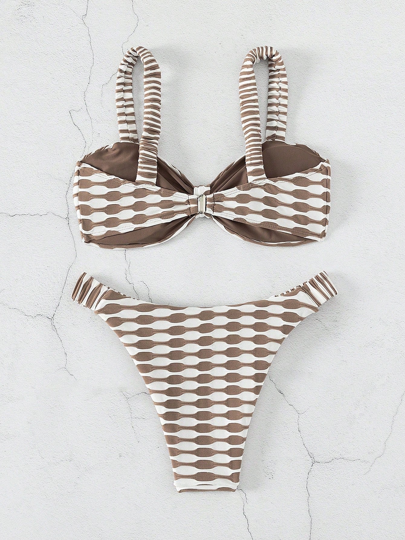 SHEIN Swim Conjunto de Bikini com Estampa de Praia de Verão e Amarrado na Frente