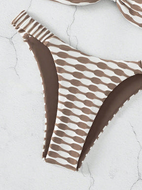 SHEIN Swim Conjunto de Bikini com Estampa de Praia de Verão e Amarrado na Frente